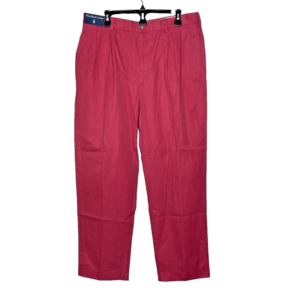 Polo Ralph Lauren Pants Men's 36x30 Nantucket Red Chino Hammond Pleated NWT NEW